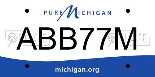 ABB77M Michigan License Plate