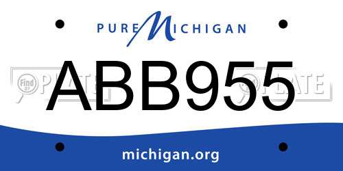 ABB955 Michigan License Plate