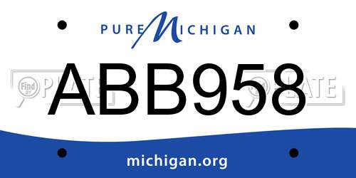 ABB958 Michigan License Plate