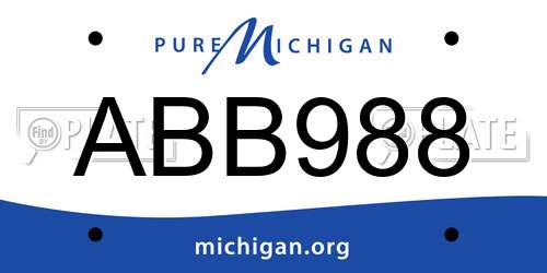 ABB988 Michigan License Plate