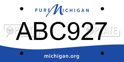 ABC927 Michigan License Plate