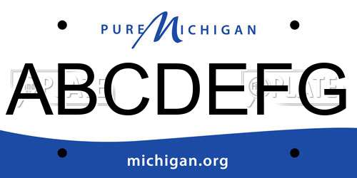 ABCDEFG Michigan License Plate
