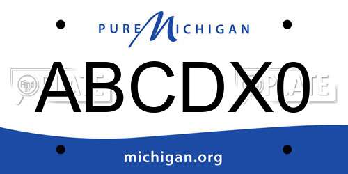 ABCDX0 Michigan License Plate