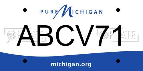 ABCV71 Michigan License Plate
