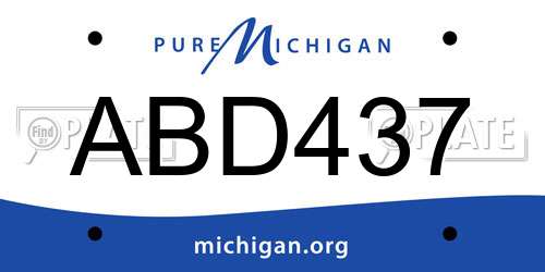 ABD437 Michigan License Plate