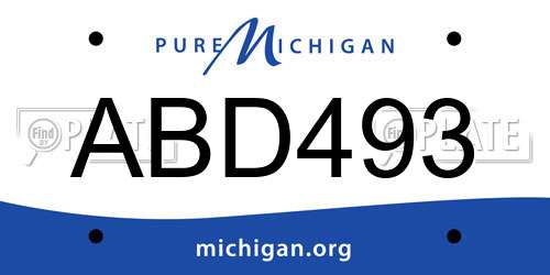 ABD493 Michigan License Plate
