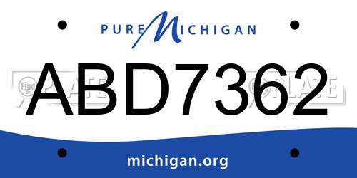 ABD7362 Michigan License Plate