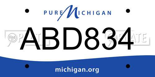 ABD834 Michigan License Plate