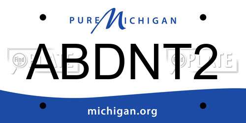 ABDNT2 Michigan License Plate