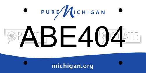 ABE404 Michigan License Plate