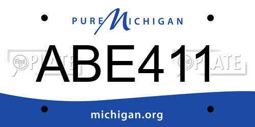 ABE411 Michigan License Plate