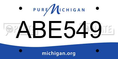 ABE549 Michigan License Plate