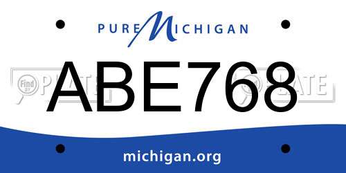 ABE768 Michigan License Plate