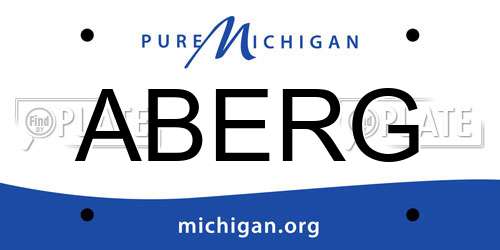 ABERG Michigan License Plate