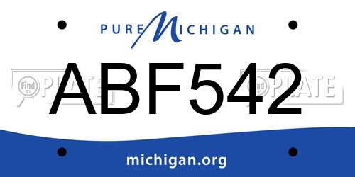 ABF542 Michigan License Plate