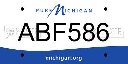 ABF586 Michigan License Plate