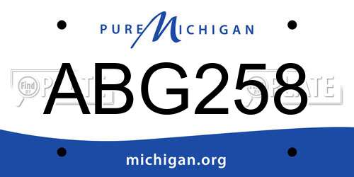 ABG258 Michigan License Plate