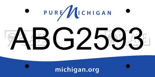 ABG2593 Michigan License Plate