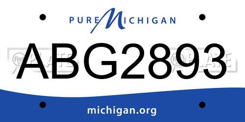 ABG2893 Michigan License Plate