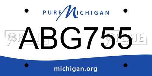 ABG755 Michigan License Plate
