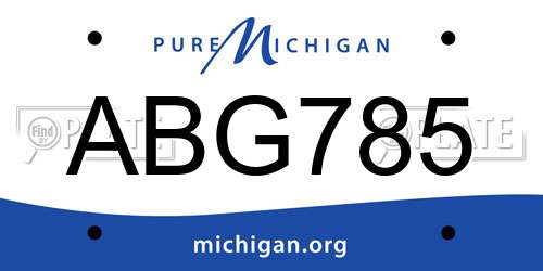 ABG785 Michigan License Plate