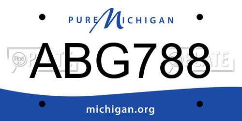 ABG788 Michigan License Plate