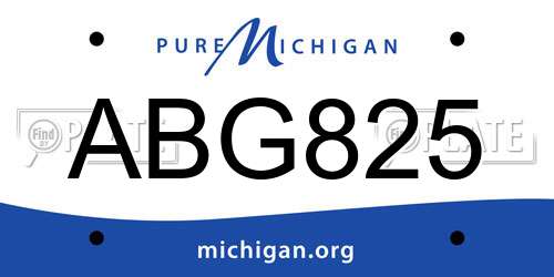 ABG825 Michigan License Plate