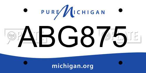 ABG875 Michigan License Plate