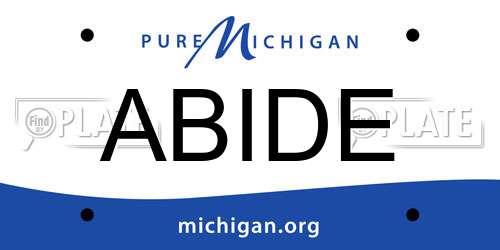 ABIDE Michigan License Plate