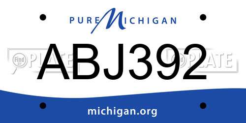 ABJ392 Michigan License Plate