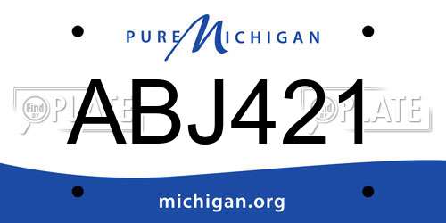 ABJ421 Michigan License Plate