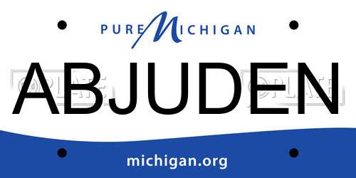 ABJUDEN Michigan License Plate