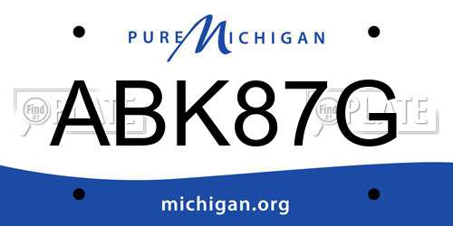 ABK87G Michigan License Plate