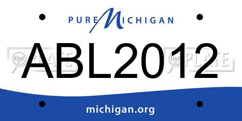ABL2012 Michigan License Plate