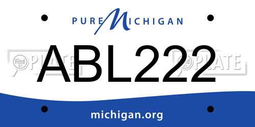 ABL222 Michigan License Plate