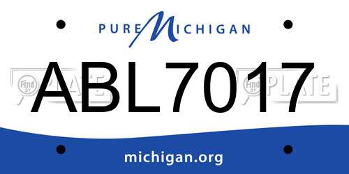 ABL7017 Michigan License Plate