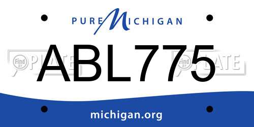 ABL775 Michigan License Plate