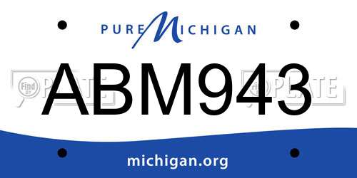 ABM943 Michigan License Plate