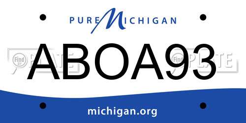 ABOA93 Michigan License Plate