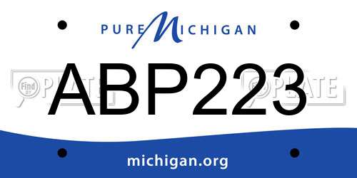 ABP223 Michigan License Plate
