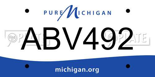 ABV492 Michigan License Plate