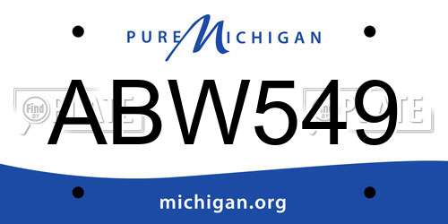 ABW549 Michigan License Plate