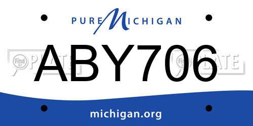 ABY706 Michigan License Plate