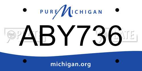 ABY736 Michigan License Plate