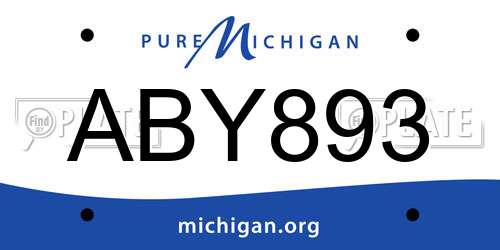 ABY893 Michigan License Plate