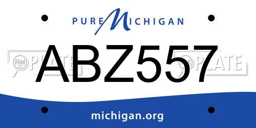 ABZ557 Michigan License Plate