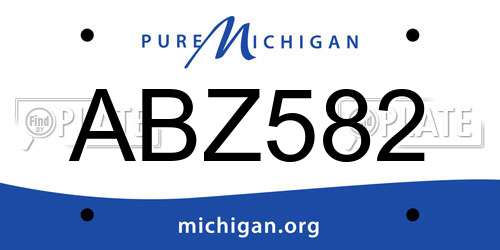 ABZ582 Michigan License Plate
