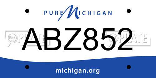 ABZ852 Michigan License Plate