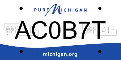 AC0B7T Michigan License Plate