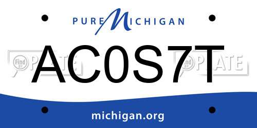 AC0S7T Michigan License Plate